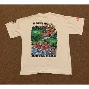 Vintage Costa Rica Rafting River Nature Graphic White T Shirt Men’s M Cotton